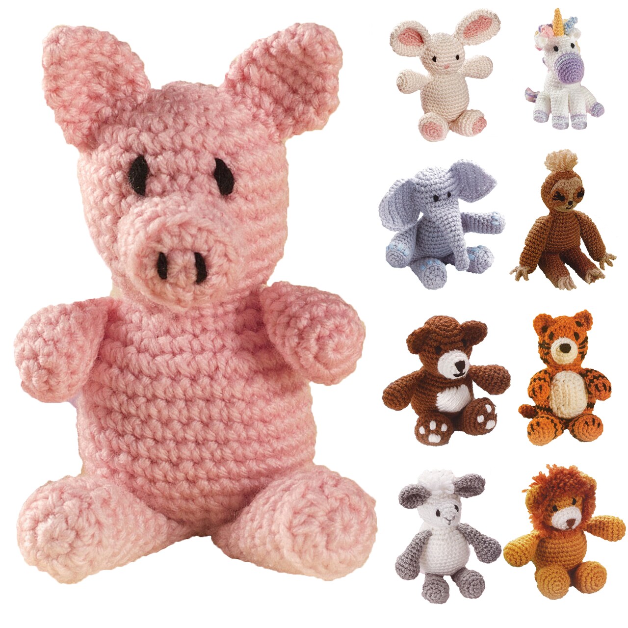 Leisure Arts Little Crochet Friend Animals Crochet Kit, Pig, 8", Complete Crochet kit, Learn to Crochet Animal Starter kit for All Ages, Includes Instructions, DIY amigurumi Crochet Kits